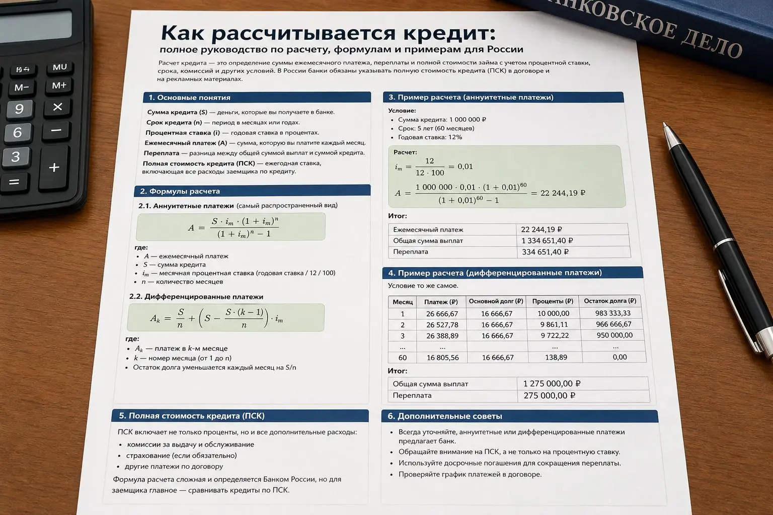 Как рассчитывается кредит — полное руководство по расчету, формулам и примерам
