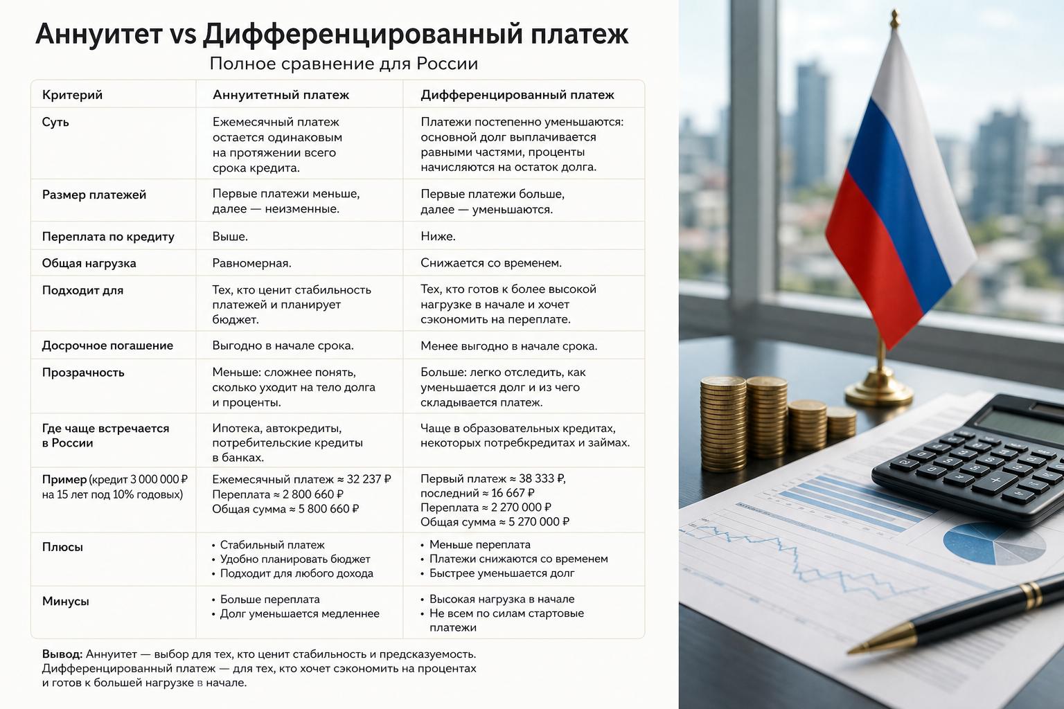 Чем отличается аннуитет от дифференцированного платежа — полное сравнение