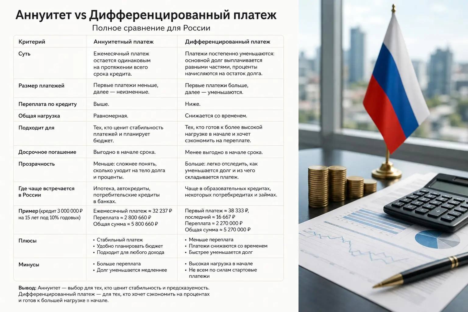 Чем отличается аннуитет от дифференцированного платежа — полное сравнение